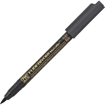 Pisak pędzelkowy ZIG Fudebiyori Metallic - Kuretake - czarny, metaliczny