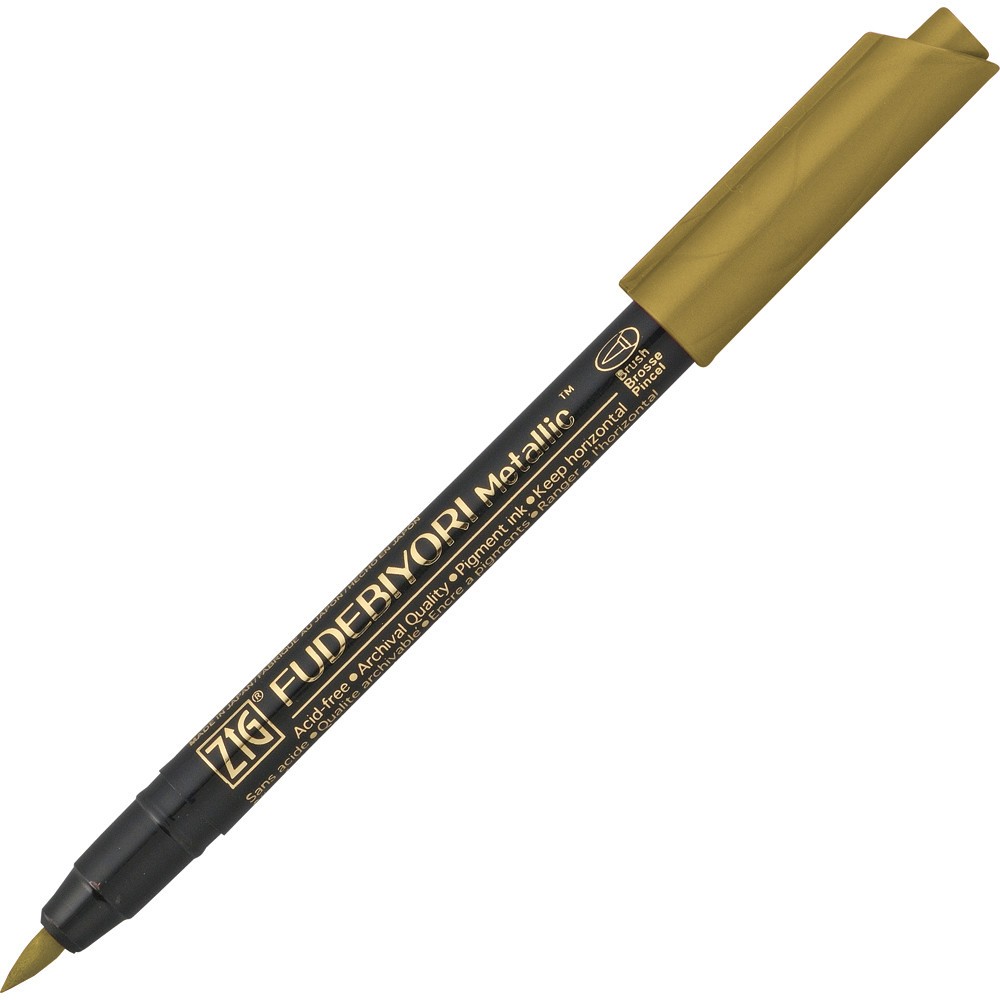 Pisak pędzelkowy ZIG Fudebiyori Metallic - Kuretake - złoty, metaliczny