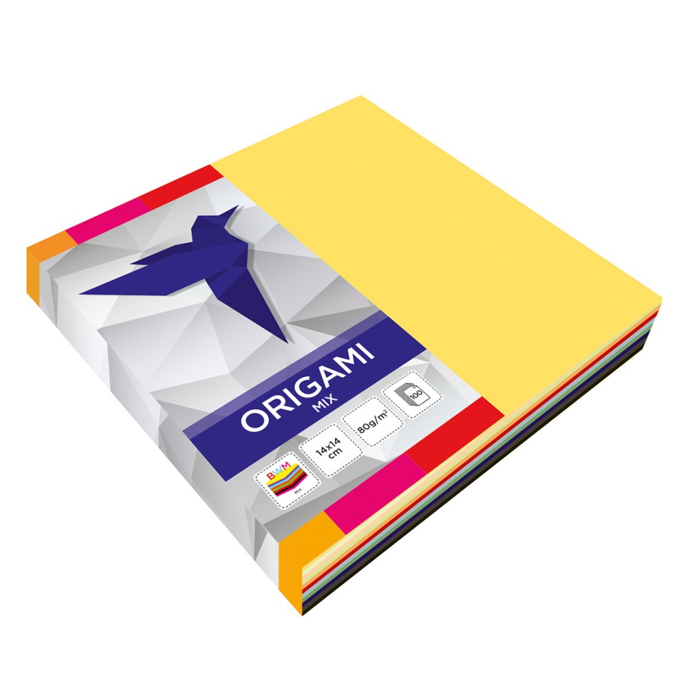 Papier origami - kolorowy, 14 x 14 cm, 100 ark.