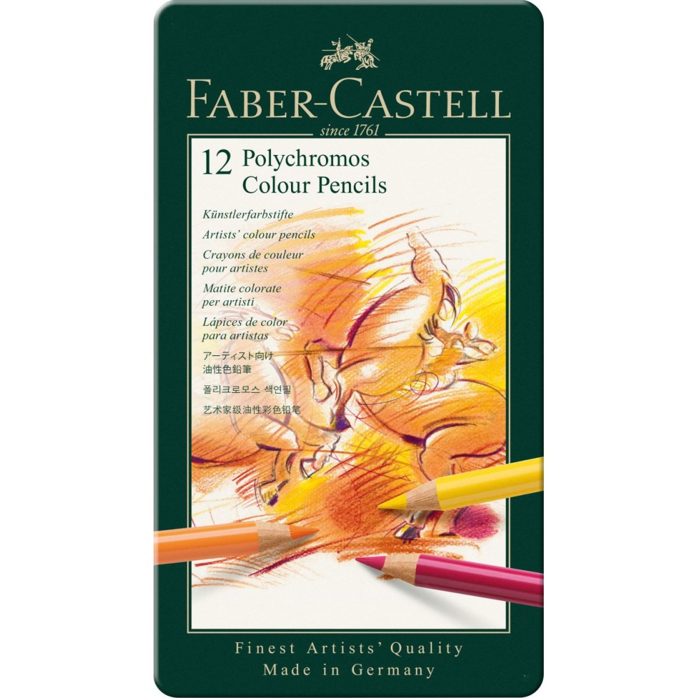 Zestaw kredek Polychromos w kasecie metalowej - Faber-Castell - 12 kolorów