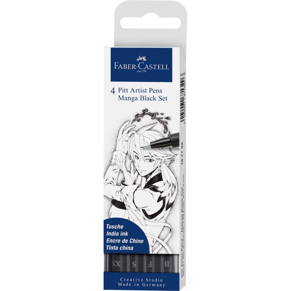 Zestaw pisaków Pitt Artist Pen - Faber-Castell - Manga Black, 4 szt.