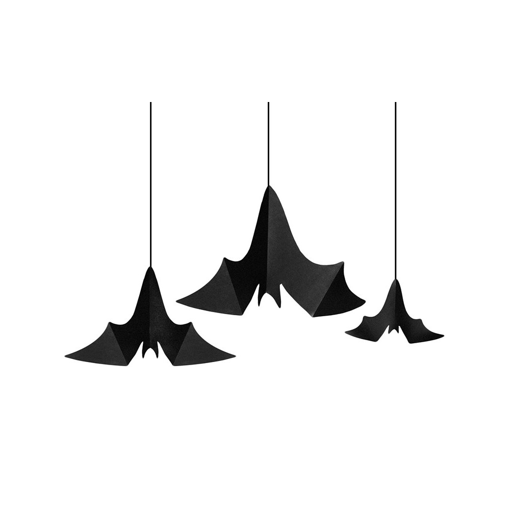 Garland, hanging decoration Bats - black, 3 pcs.