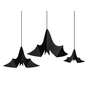 Garland, hanging decoration Bats - black, 3 pcs.
