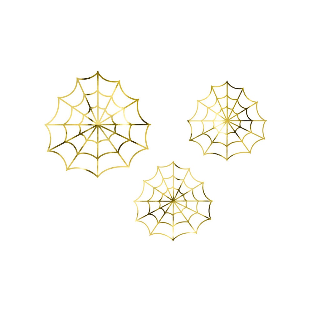 Paper decoration Spiderwebs - gold, 3 pcs.