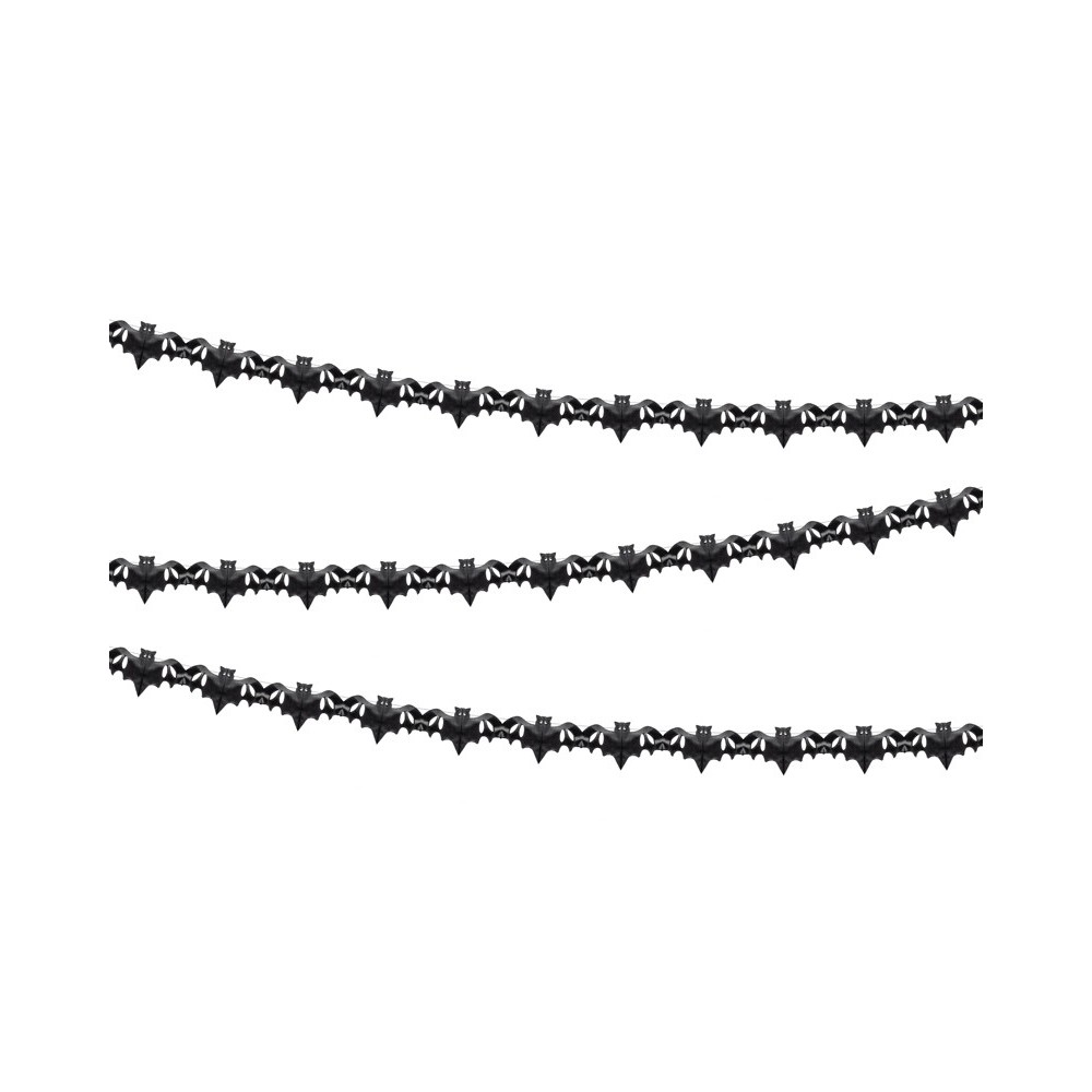 Paper garland Bats - black, 4 m