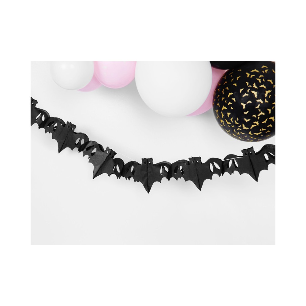 Paper garland Bats - black, 4 m