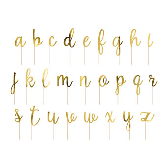 Cake toppers Alphabet - gold, 53 pcs.