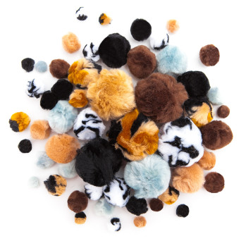 Pompony akrylowe - DpCraft - Animal Prints, 56 szt.