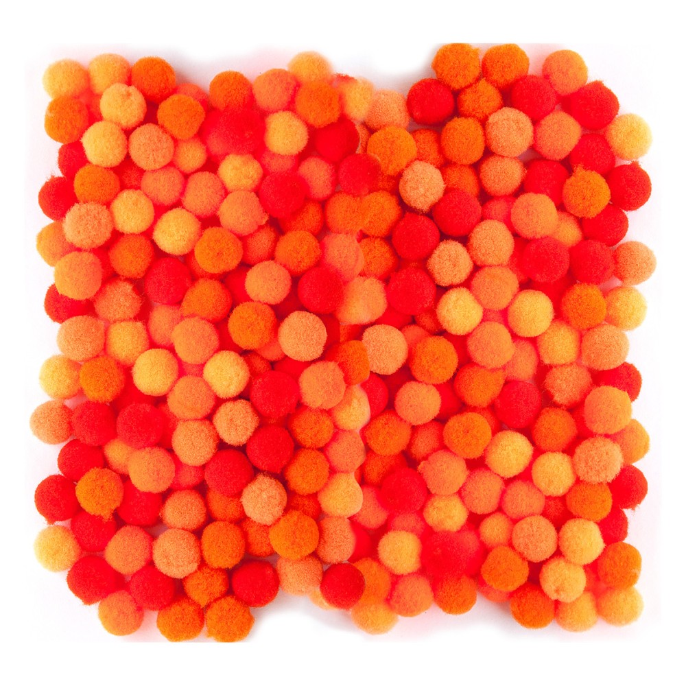Assorted Poliester Pompoms - DpCraft - orange, 1 cm, 120 pcs.