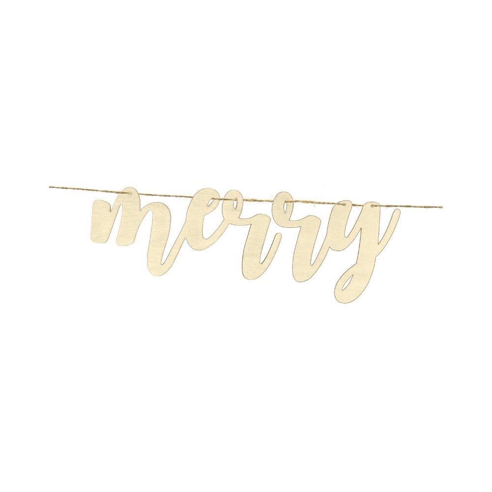 Merry Christmas wooden banner - 17 x 87 cm