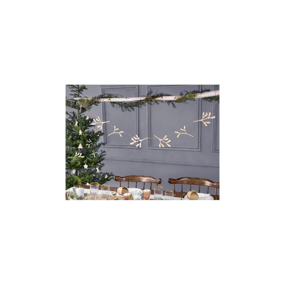 Mistletoe wooden garland - 10,5 x 127 cm