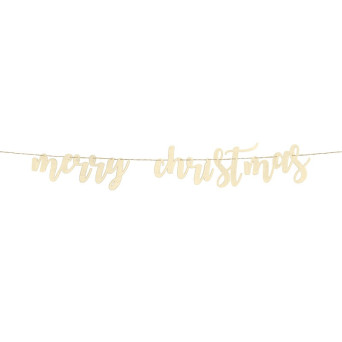 Merry Christmas wooden banner - 17 x 87 cm