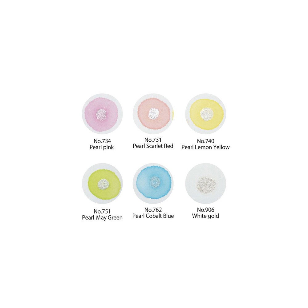 Zestaw farb akwarelowych Gansai Tambi - Kuretake - Pearl Colors,  6 szt.