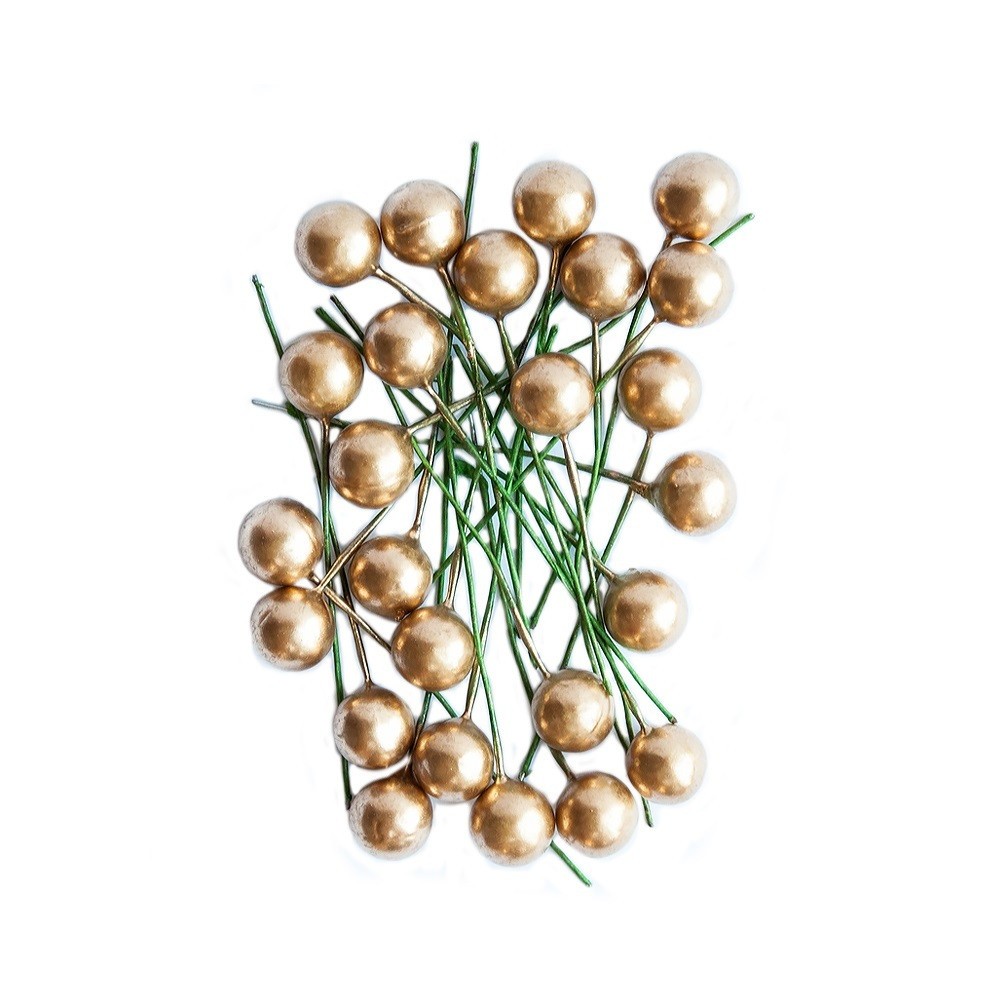 Gold Holly Berries 1,2 cm, 24 pcs