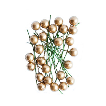 Gold Holly Berries 1,2 cm, 24 pcs