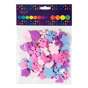 Naklejki z pianki - DpCraft - Serca, kwiaty, motyle, 100 szt.