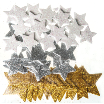 GLITTER FOAM STICKERS - STARS, 45 PCS