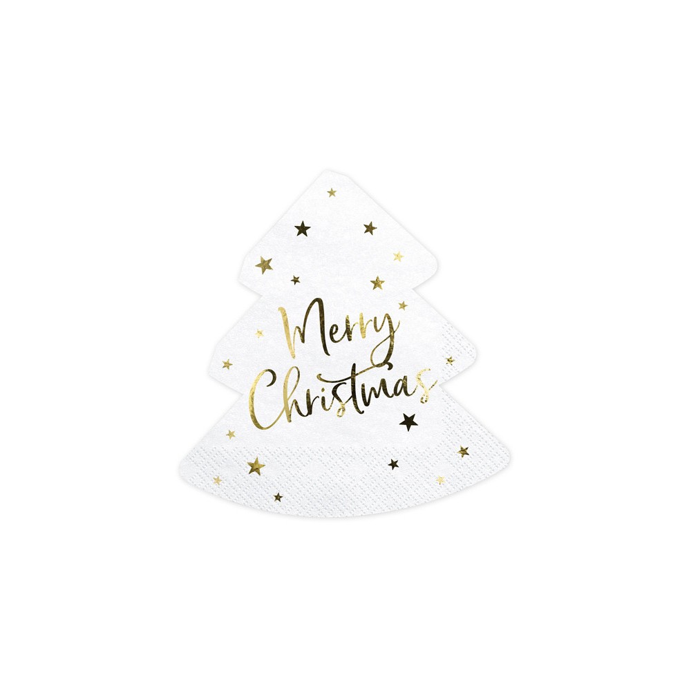 Christmas tree napkins - white and gold, 20 pcs.