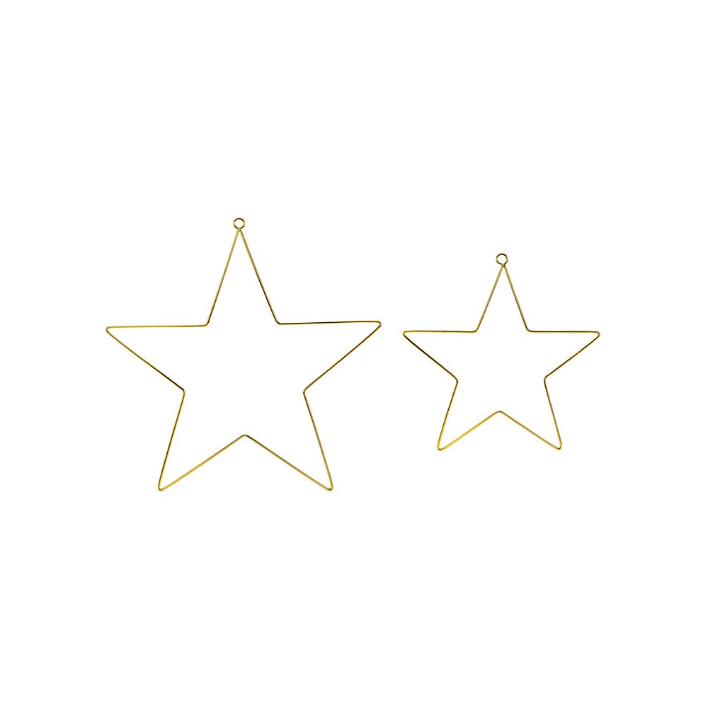 Metal hanging decorations Stars - gold, 2 pcs.