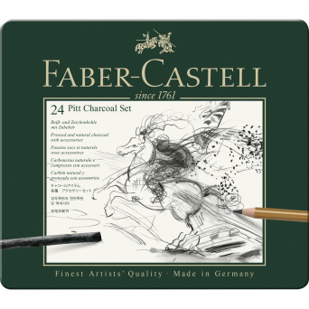 Pitt Charcoal Set in metal tin - Faber-Castell - 24 pcs.
