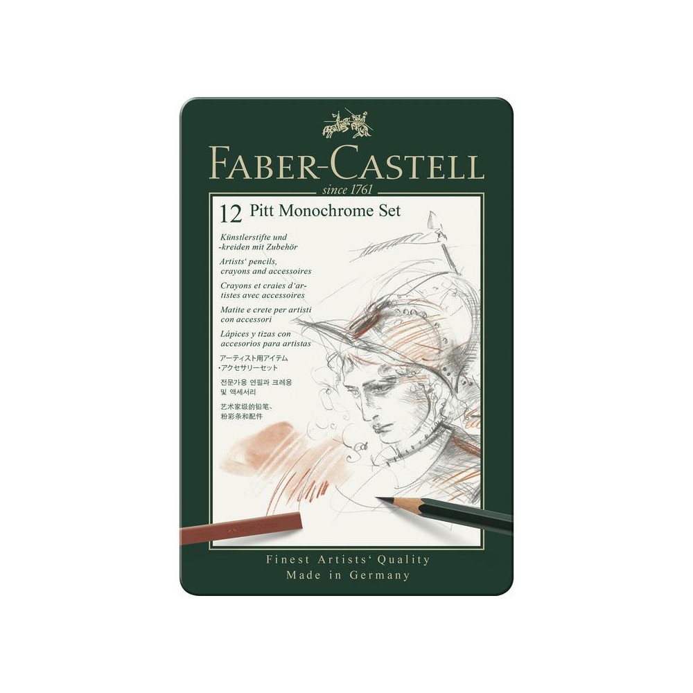 Pitt Monochrome set in metal tin - Faber-Castell - 12 pcs.