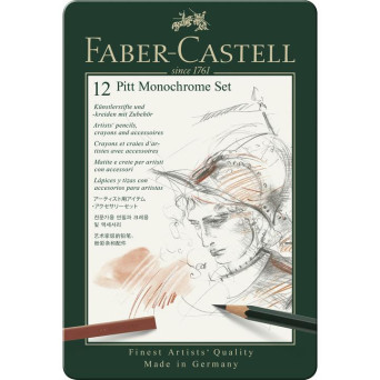 Pitt Monochrome set in metal tin - Faber-Castell - 12 pcs.