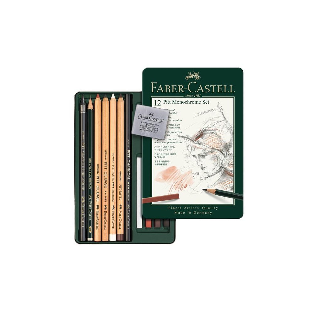 Pitt Monochrome set in metal tin - Faber-Castell - 12 pcs.