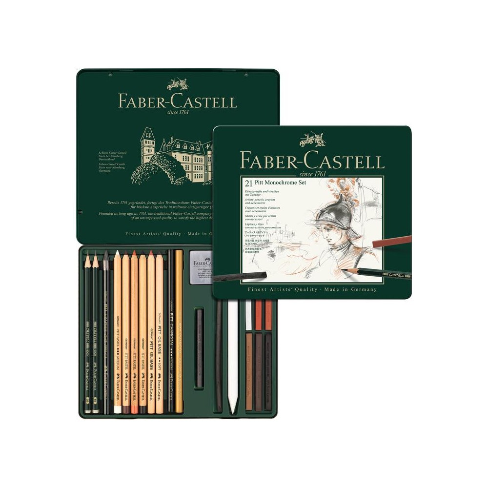 Pitt Monochrome set in metal tin - Faber-Castell - 21 pcs.