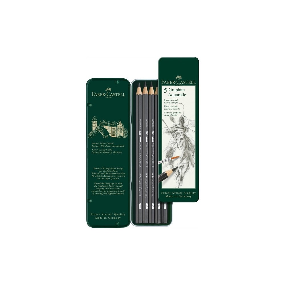 Graphite Aquarelle pencils in metal tin - Faber-Castell - 5 pcs.