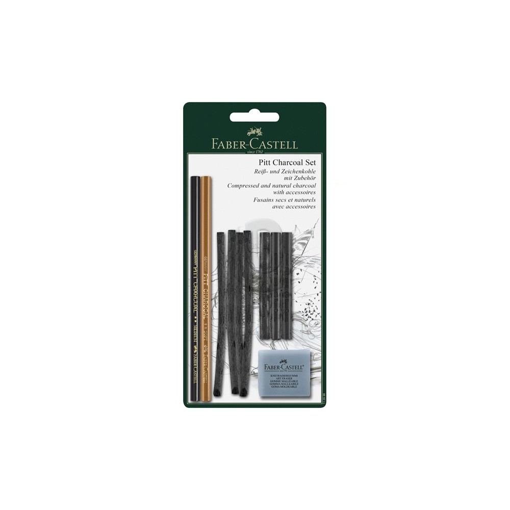 Zestaw węgli rysunkowych - Faber-Castell - Pitt Monochrome, 10 szt.
