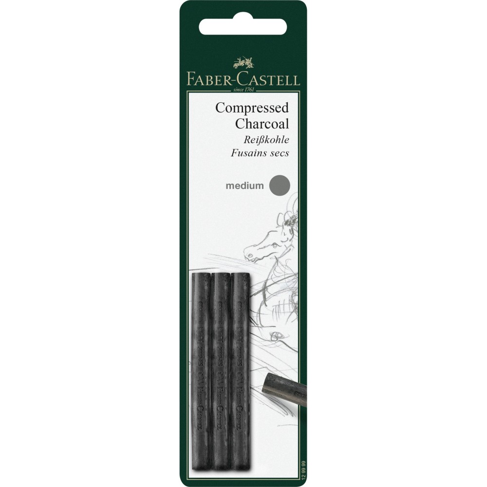 Zestaw węgli Pitt Monochrome - Faber-Castell - medium, 3 szt.