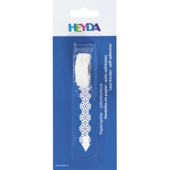 Koronka papierowa, samoprzylepna Kwiatki - Heyda - biała