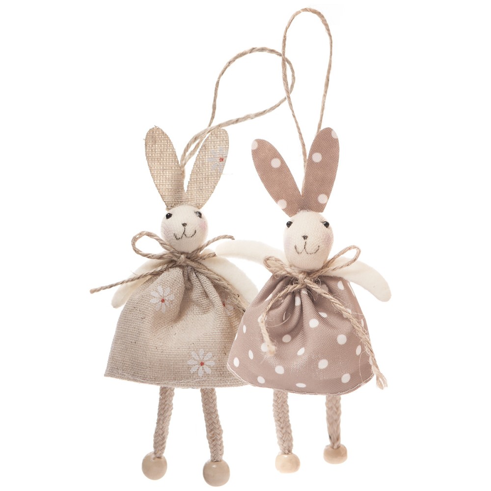 Felt decoration - Rabbit pendants, 2 pcs