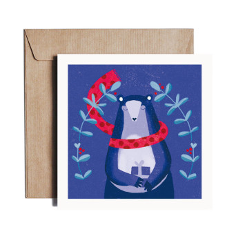 Greeting card - Pieskot - Beary Christmas, 14,5 x 14,5 cm