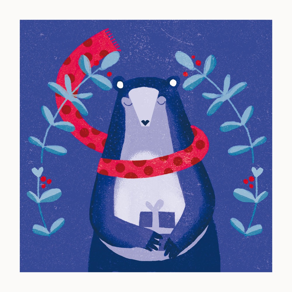 Kartka okolicznościowa - PiesKot - Beary Christmas, 14,5 x 14,5 cm