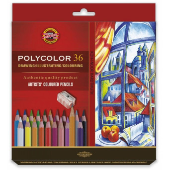 Zestaw kredek Polycolor z temperówką i ołówkiem - Koh-I-Noor - 36 szt.