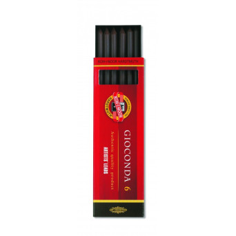Węgiel prasowany, grafity do ołówków - Koh-I-Noor - miękki, 6 szt.