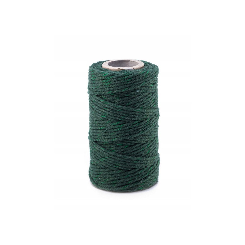 Cotton cord for macrames - dark green, 2 mm, 100 g, 70 m