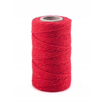 Sznurek bawełniany do makramy - czerwony, 2 mm, 100 g, 70 m