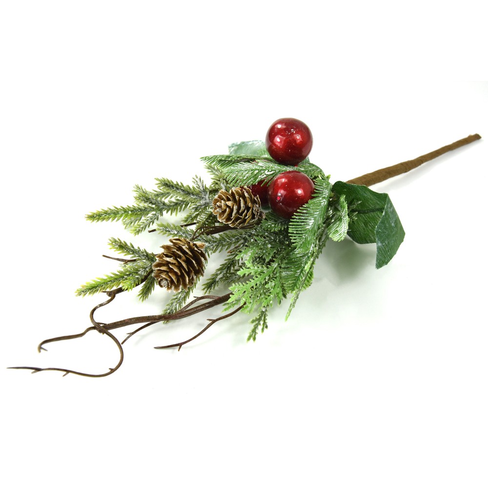 Gałązka świerk z szyszkami i jagodami - duża, 30 cm