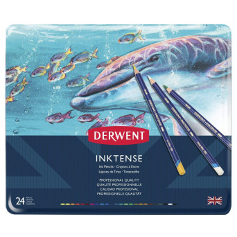 Zestaw kredek Inktense w metalowej kasecie - Derwent - 24 kolory