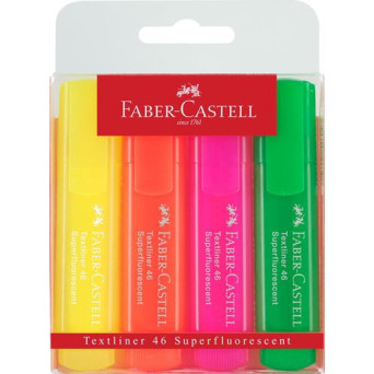 Zestaw zakreślaczy fluorescencyjnych w etui - Faber-Castell - 4 kolory