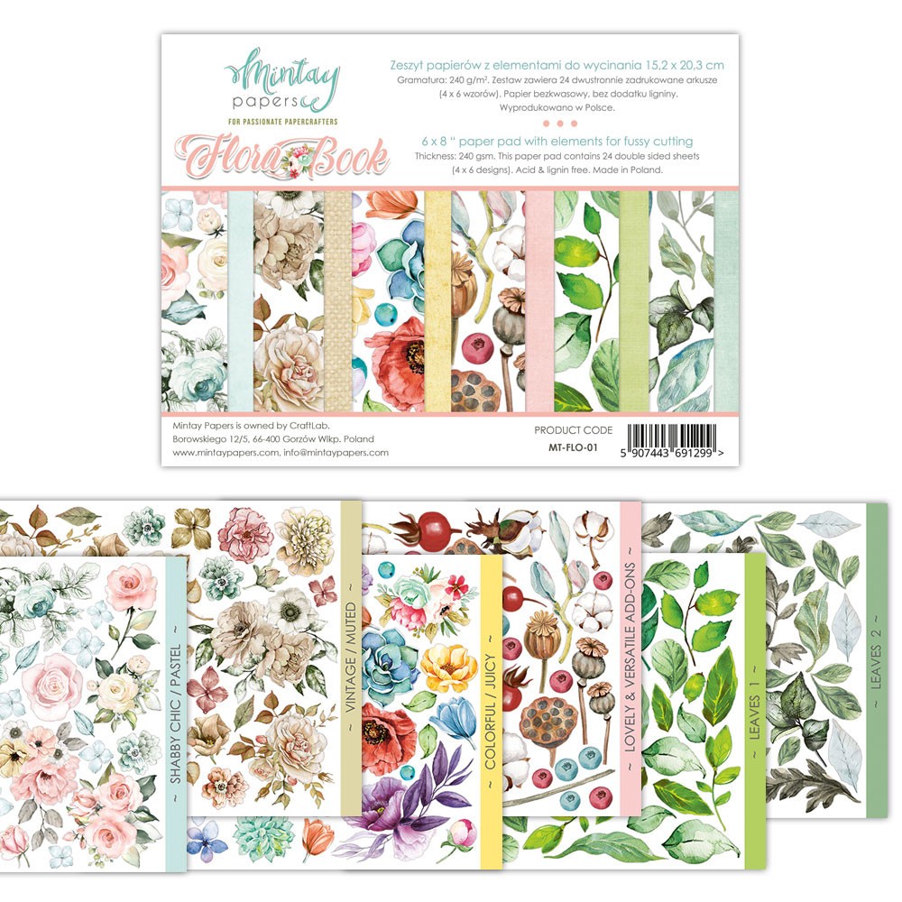 Paper set 15,2 x 20,3 cm - Mintay - Flora Book
