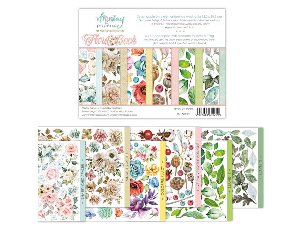 Zestaw papierów 15 x 20 cm - Mintay - Flora Book