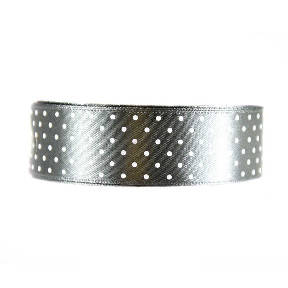 Polka Dot Ribbon - grey, 25 mm x 22 m