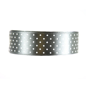 Polka Dot Ribbon - grey, 25 mm x 22 m