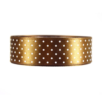 Polka Dot Ribbon - light brown, 25 mm x 22 m