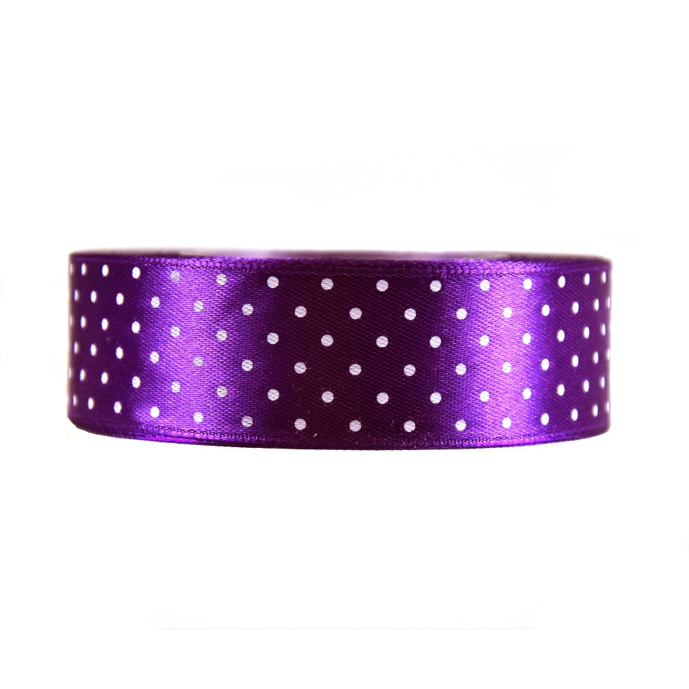 Polka Dot Ribbon - violet, 25 mm x 22 m