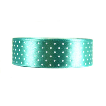 Polka Dot Ribbon - turquoise, 25 mm x 22 m