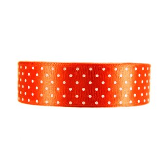 Polka Dot Ribbon - orange, 25 mm x 22 m